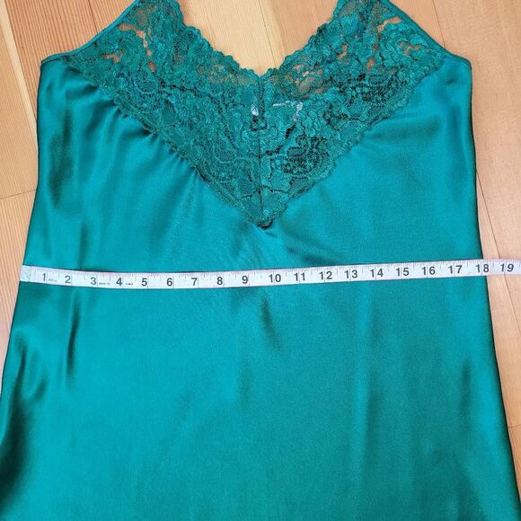 Vintage Alexandra Nicole emerald green slip dress lingerie coquette lace romanti - Picture 11 of 11
